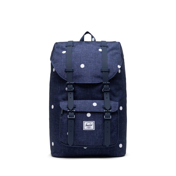 LITTLE AMERICA MID Rucksack polka dot crosshatch peacoat