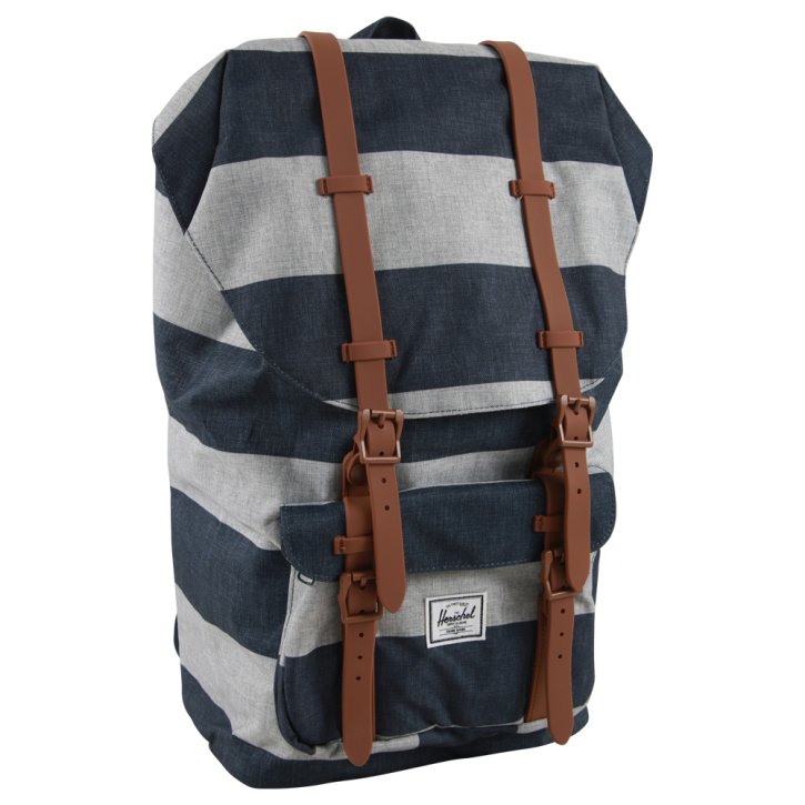 HERSCHEL LITTLE AMERICA border stripe/saddle brown