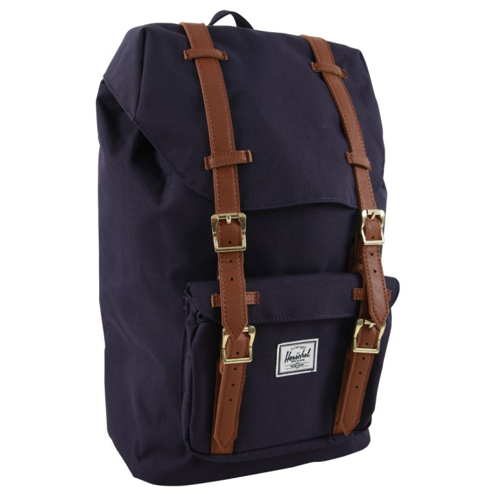 HERSCHEL LITTLE AMERICA MID purple velvet/tan