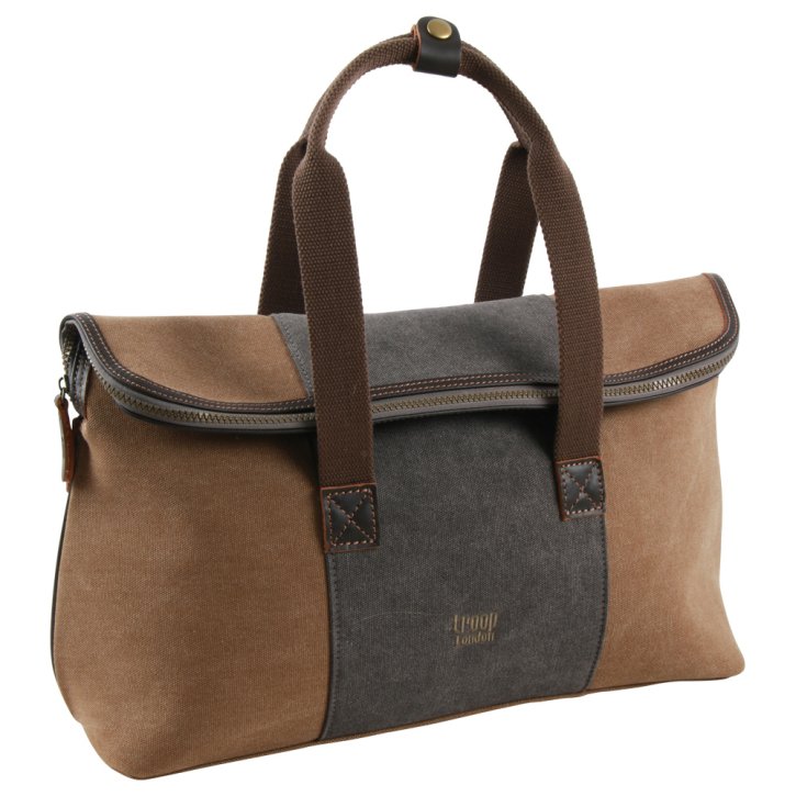 Troop London Travel Tote Bag  Canvas brown