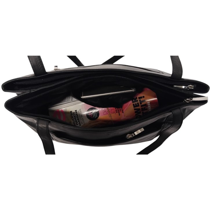 PAVINI Shopper Leder schwarz