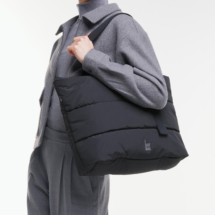  Puffer Tote Bag monochrome black