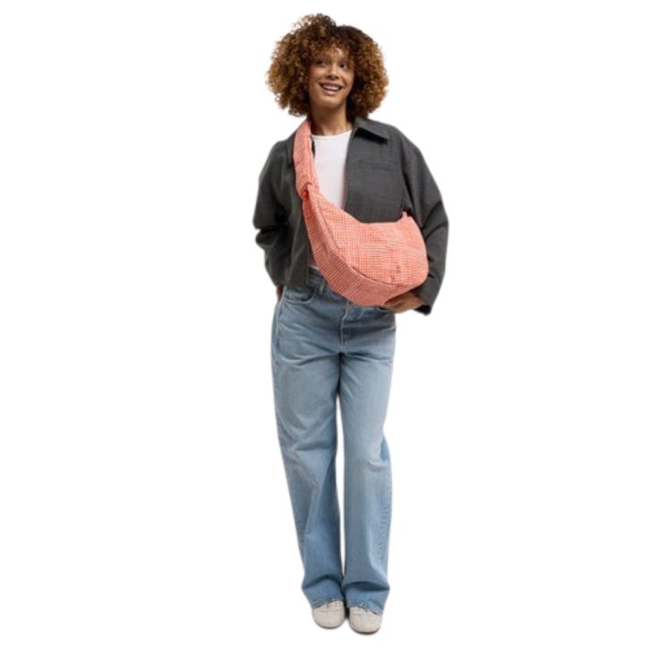 GOTBAG. Moon Bag Ruffle vichy hot coral