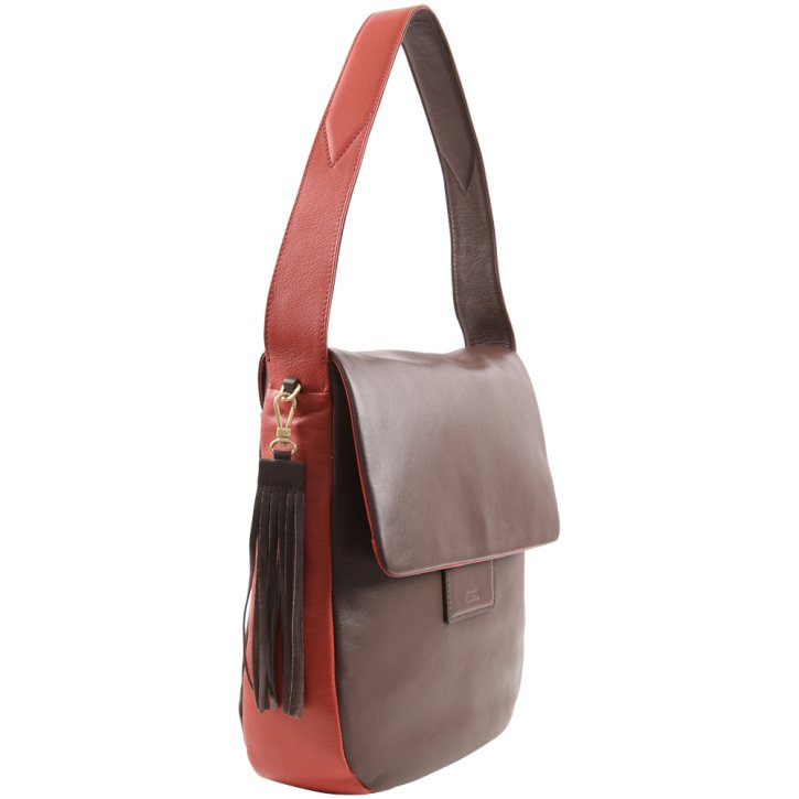 Bree JERSEY 3 Schultertasche cacao/tabasco
