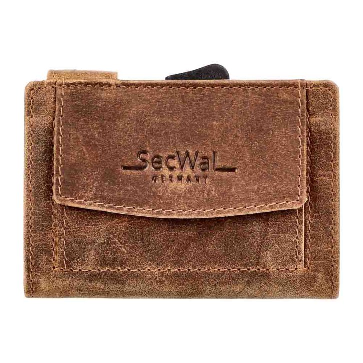 SecWal Kartenetui mit Geldfach Leder dk braun