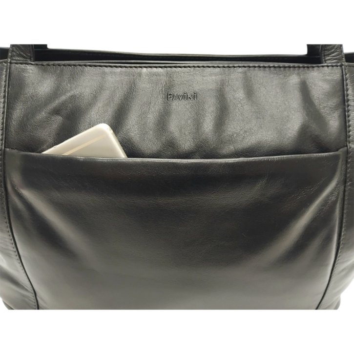PAVINI Shopper Leder schwarz