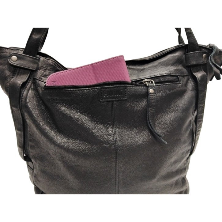 PAVINI Shopper Leder schwarz