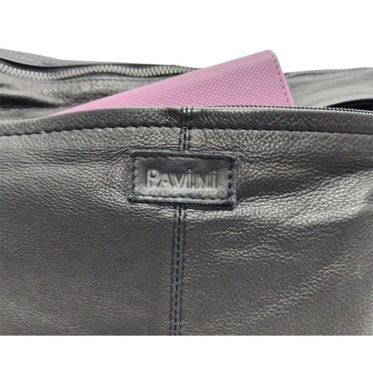 PAVINI Schultertasche Leder schwarz