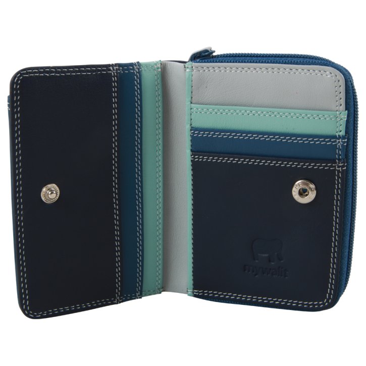 mywalit Small Wallet Zip Around Damenbörse denim
