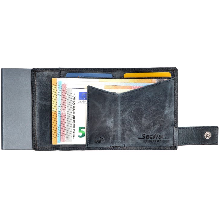 SecWal Kartenetui RV Geldfach Leder blau hunter