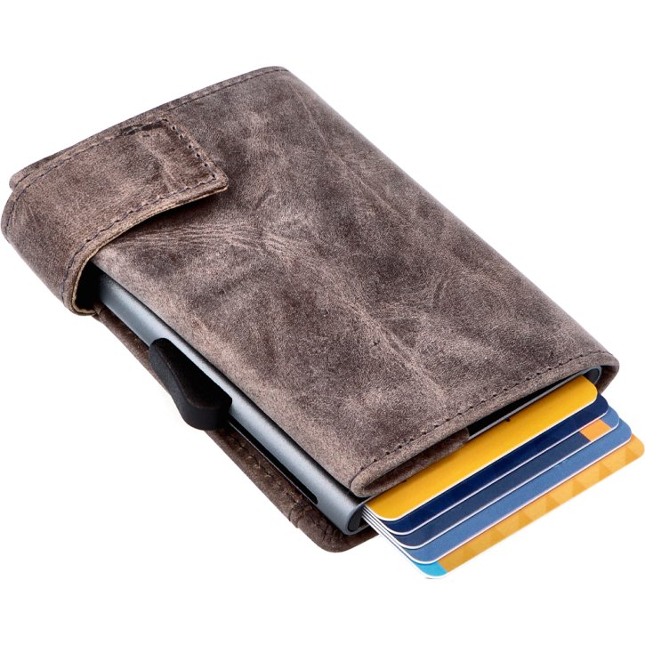 SecWal Kartenetui DK Geldfach Leder grau hunter