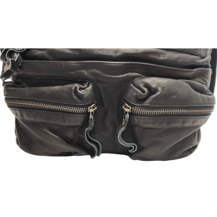 PAVINI Schultertasche Leder schwarz