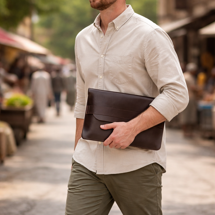 BUCKLE & SEAM Terra Laptop Sleeve 13 Zoll braun