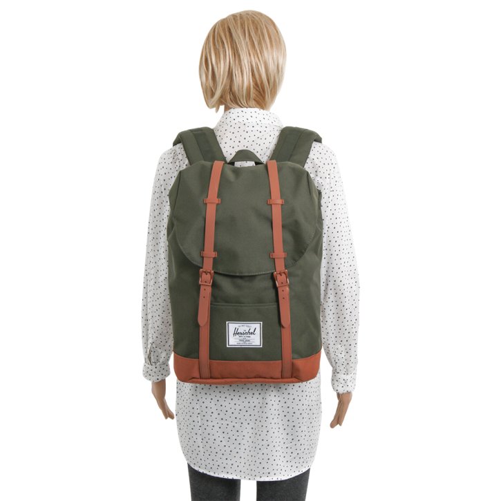 HERSCHEL RETREAT CL Rucksack dark olive/saddle brown