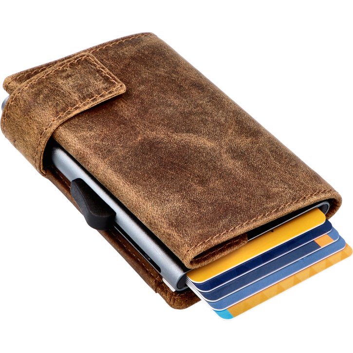 SecWal Kartenetui mit Geldfach Leder dk braun