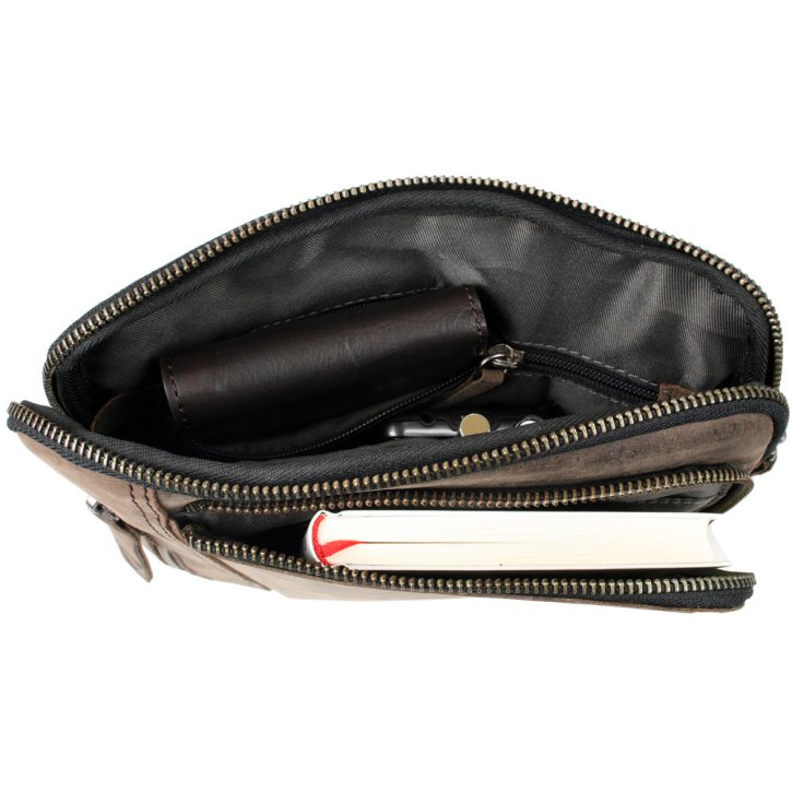 Strellson Zip Bag mit Tabletfach dark brown