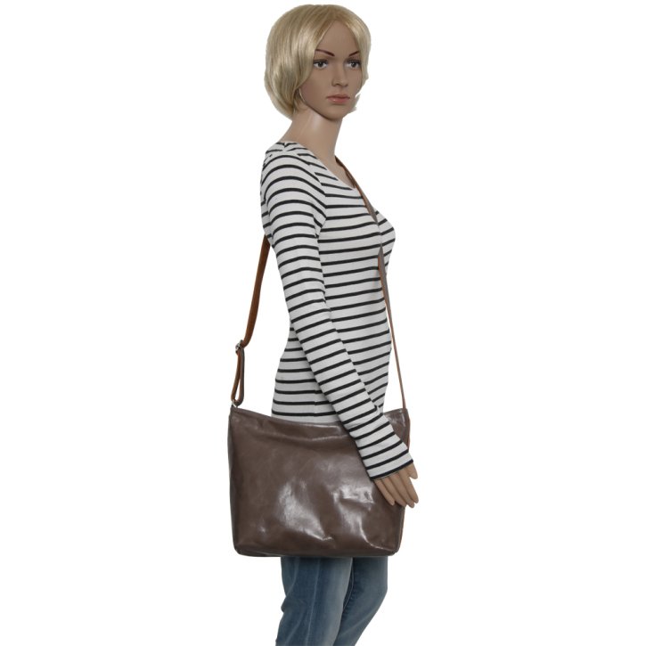 Augenthaler & Heberer ZEUS Schultertasche taupe/cuoio