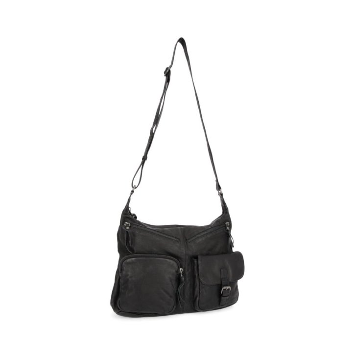PAVINI Schultertasche Leder schwarz