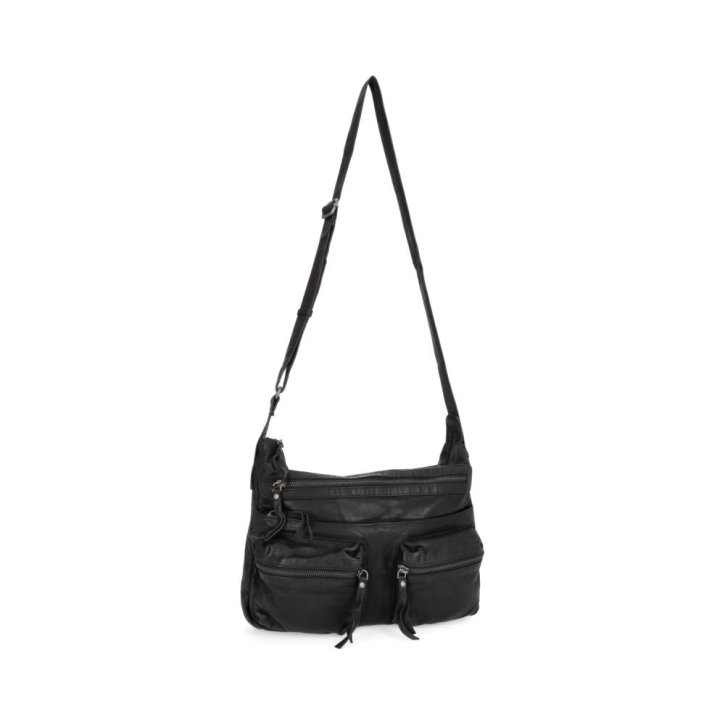 PAVINI Schultertasche Leder schwarz