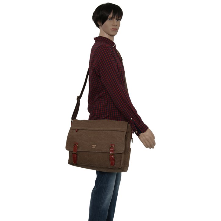 Troop London Messengerbag Laptop  Canvas  brown