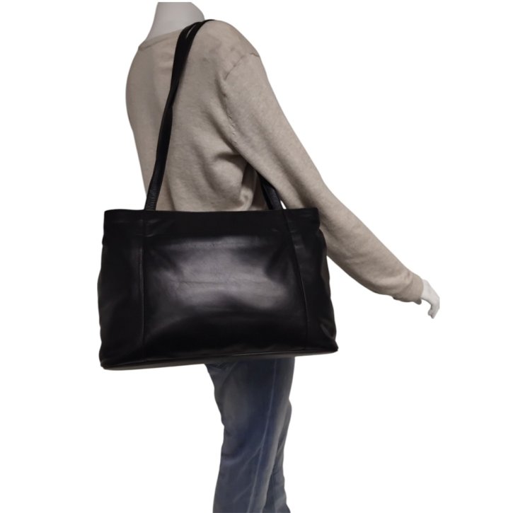 PAVINI Shopper Leder schwarz