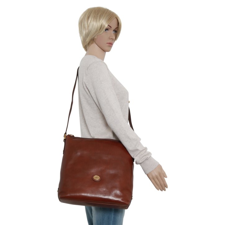 the bridge Schultertasche leicht Rindleder marrone