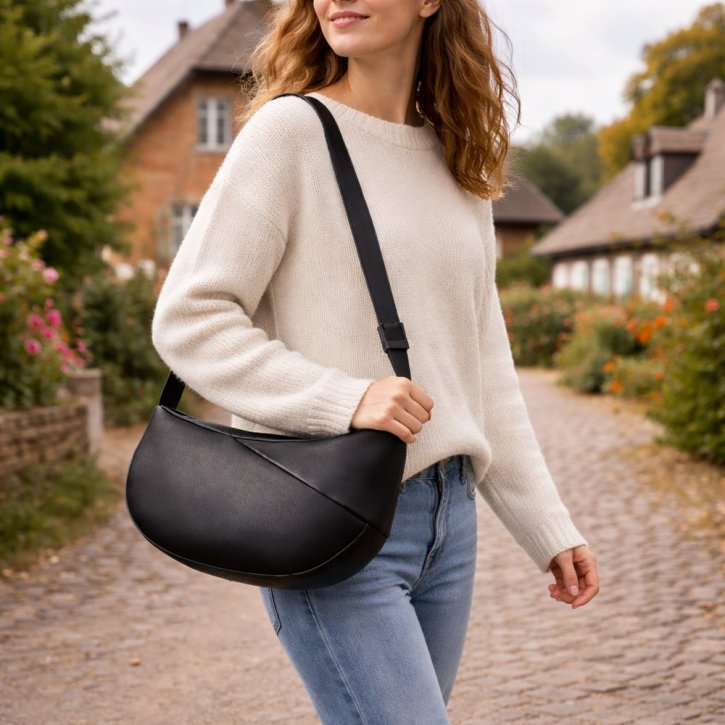 Aunts & Uncles Orchid Halfmoon Bag S jet black