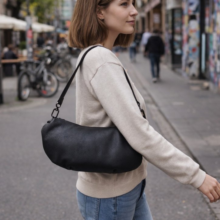 Aunts & Uncles SPARKLE halfmoon bag black dress