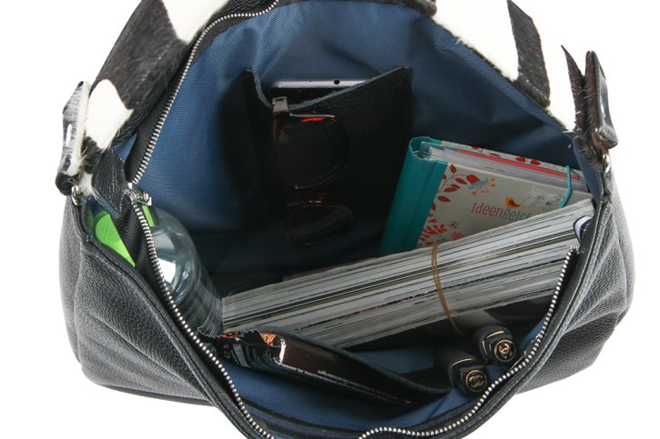 Augenthaler & Heberer Beuteltasche schwarz/zebra Fell