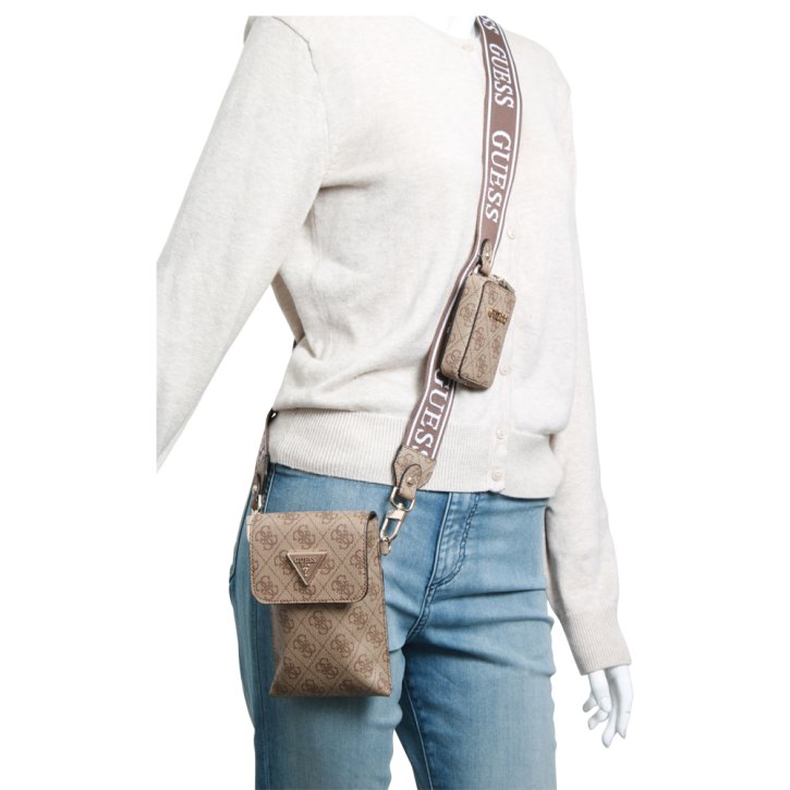 Guess LATONA FLAP CHIT CHAT latte logo