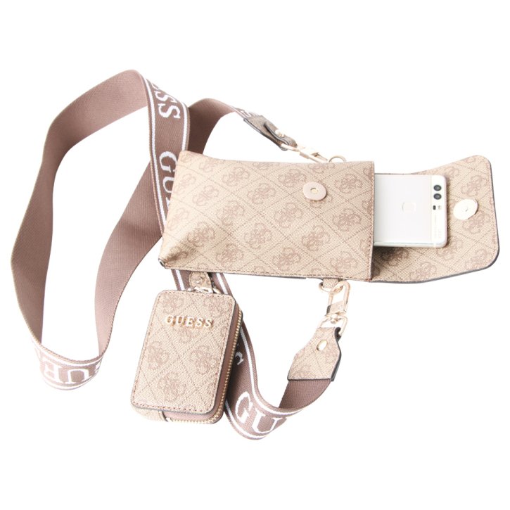 Guess LATONA FLAP CHIT CHAT latte logo