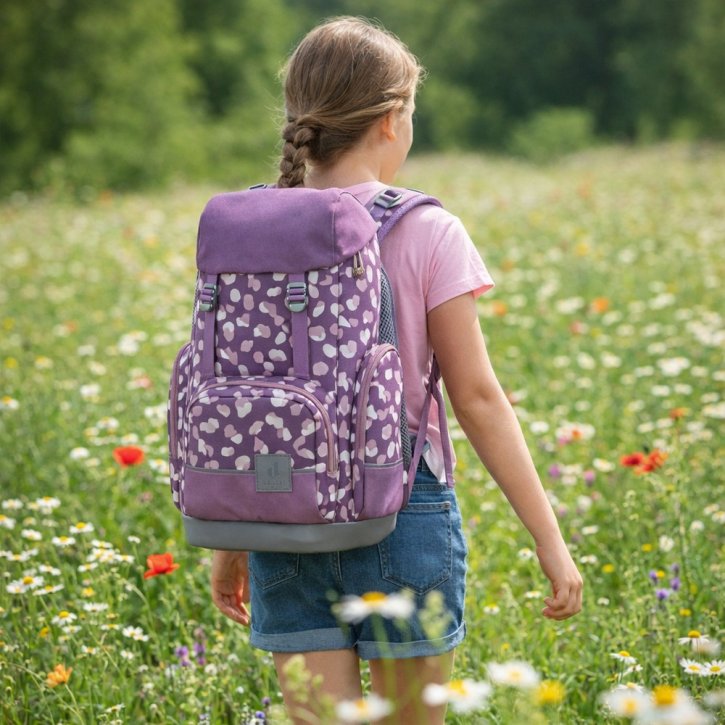 Deuter Scula Schulrucksack plum dots