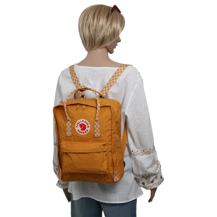 FJÄLLRÄVEN KANKEN Rucksack ochre-chess pattern