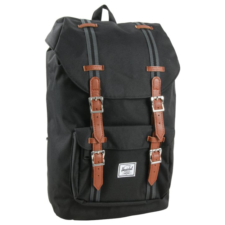 HERSCHEL LITTLE AMERICA MID Rucksack black/black/tan