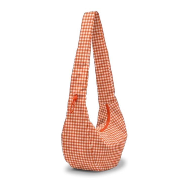 GOTBAG. Moon Bag Ruffle vichy hot coral