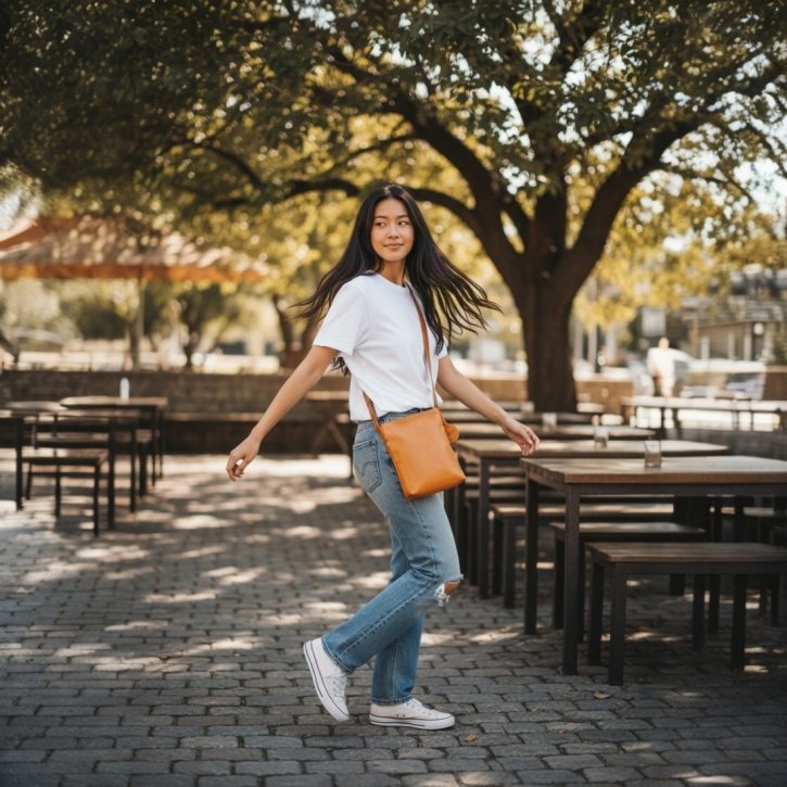 Saccoo Badajo Schultertasche cognac