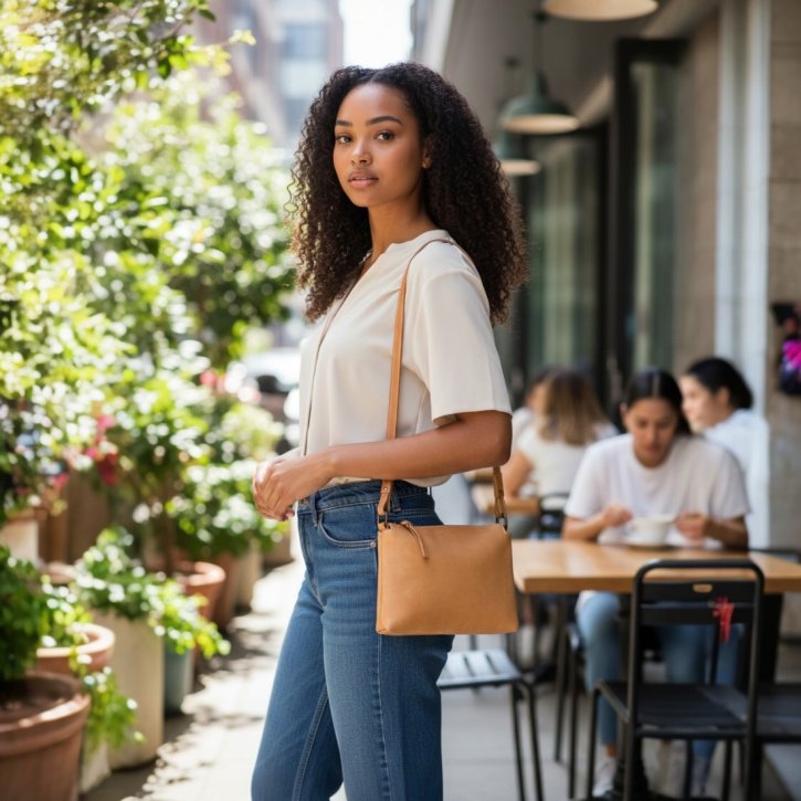 Saccoo Tre Schultertasche cognac