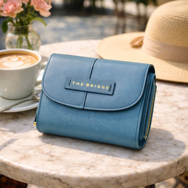 the bridge Damenbörse Rindleder sky/gold