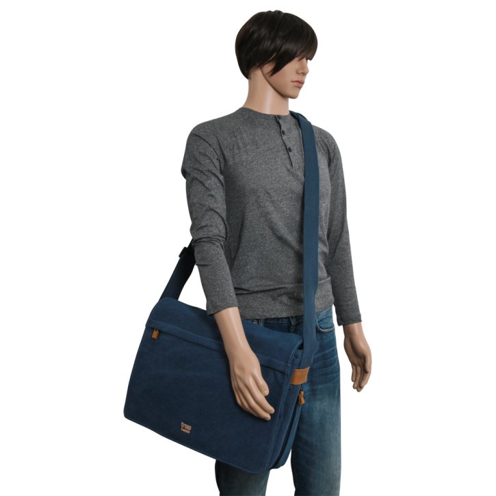 Troop London Messengerbag L Canvas blue