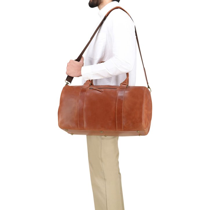 BUCKLE & SEAM Willow weekender cognac/blau