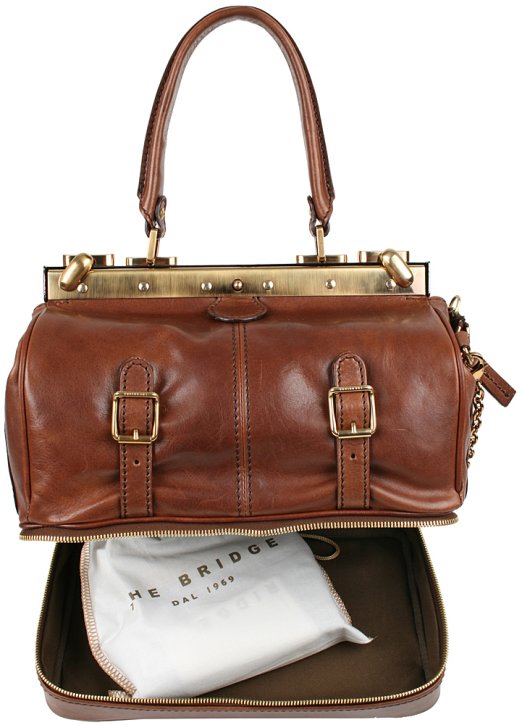 the bridge Twin Bag small Henkeltasche marrone