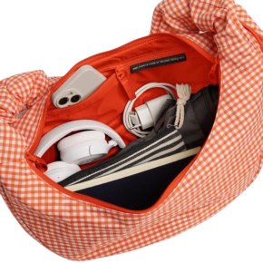 GOTBAG. Moon Bag Ruffle vichy hot coral