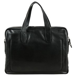 the bridge Laptoptasche / Messenger Bag Rindleder Saffian schwarz