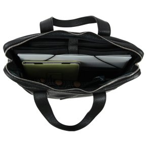 the bridge Laptoptasche / Messenger Bag Rindleder Saffian schwarz