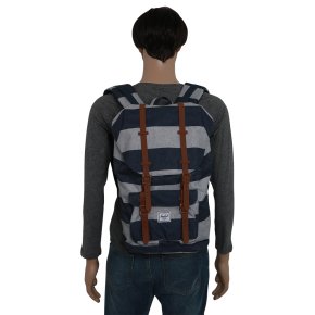 HERSCHEL LITTLE AMERICA border stripe/saddle brown