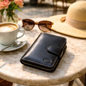 the bridge Damenbörse Rindleder schwarz