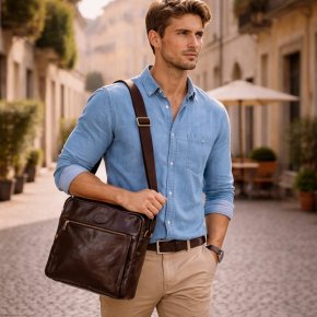 the bridge Messenger Bag mit I-Pad Fach testa di moro